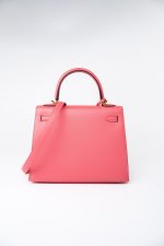Kelly 25 Rose Azalée Veau Epsom Gold Plated C Stamp - Image 7