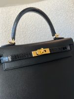 Kelly 25 Veau Madame Leather Shiny Niloticus Crocodile Skin Gold Plated - Image 8