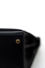 Kelly 28 Black Box Calfskin Leather Gold Hardware - Image 3