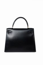 Kelly 28 Black Box Calfskin Leather Gold Hardware - Image 8