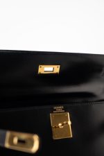 Kelly 28 Black Box Calfskin Leather Gold Hardware - Image 22
