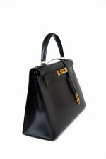 Kelly 28 Black Box Calfskin Leather Gold Hardware - Image 15