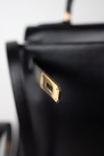 Kelly 28 Black Box Calfskin Leather Gold Hardware - Image 13