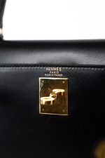 Kelly 28 Black Box Calfskin Leather Gold Hardware - Image 2