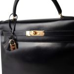 Kelly 32 Black Box Calfskin Gold Plated X Circle Stamp - Image 7