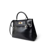 Kelly 32 Black Box Calfskin Gold Plated X Circle Stamp - Image 9