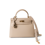 Kelly 25 Beige Box Calfskin Leather Gold Plated Hardware E Square Stamp - Image 10