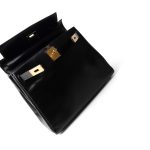Kelly 28 Black Box Calfskin Gold Plated V Stamp - Image 2