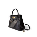 Kelly 28 Black Box Calfskin Gold Plated V Stamp - Image 8