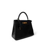 Kelly 28 Black Box Calfskin Gold Plated V Stamp - Image 15