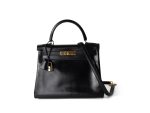 Kelly 28 Retourne Black Box Calfskin Leather Gold Plated Hardware A Square Stamp