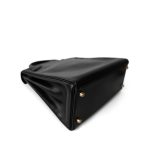 Kelly 28 Retourne Black Box Calfskin Leather Gold Plated Hardware A Square Stamp - Image 11