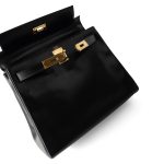 Kelly 28 Retourne Black Box Calfskin Leather Gold Plated Hardware A Square Stamp - Image 16