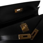 Kelly 28 Sellier Black Box Calfskin Gold Plated P Circle Stamp - Image 10