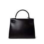Kelly 28 Sellier Black Box Calfskin Gold Plated P Circle Stamp - Image 5