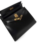Kelly 28 Sellier Black Box Calfskin Gold Plated P Circle Stamp - Image 11