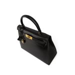 Kelly 28 Sellier Black Box Calfskin Gold Plated P Circle Stamp - Image 14