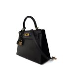 Kelly Sellier 25 Black Veau Epsom Leather Gold Plated Hardware C Stamp - Image 2