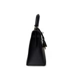 Kelly Sellier 25 Black Veau Epsom Leather Gold Plated Hardware C Stamp - Image 5