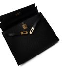 Kelly Sellier 25 Black Veau Epsom Leather Gold Plated Hardware C Stamp - Image 8