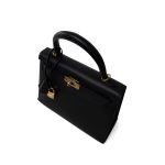 Kelly Sellier 25 Black Veau Epsom Leather Gold Plated Hardware C Stamp - Image 9