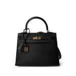Kelly Sellier 25 Black Veau Epsom Leather Gold Plated Hardware C Stamp