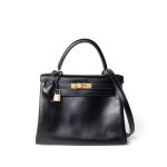 Vintage Kelly 28 Retourne Black Box Calfksin Gold Plated F Square Stamp - Image 17