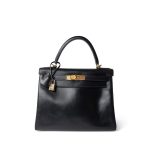 Vintage Kelly 28 Retourne Black Box Calfksin Gold Plated F Square Stamp - Image 18