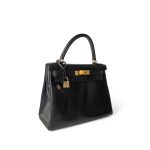 Vintage Kelly 28 Retourne Black Box Calfksin Gold Plated F Square Stamp - Image 19