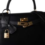 Vintage Kelly 28 Retourne Black Box Calfksin Gold Plated F Square Stamp - Image 12
