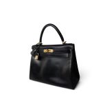 Vintage Kelly 28 Retourne Black Box Calfksin Gold Plated F Square Stamp - Image 4