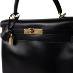 Vintage Kelly 28 Retourne Black Box Calfksin Gold Plated F Square Stamp - Image 8