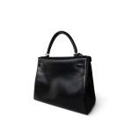 Vintage Kelly 28 Retourne Black Box Calfksin Gold Plated F Square Stamp - Image 5