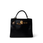 Vintage Kelly 28 Retourne Black Box Calfksin Gold Plated F Square Stamp - Image 9