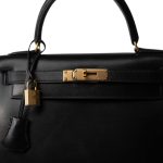 Vintage Kelly Sellier 28 Black Box Calfskin Gold Plated Y Circle Stamp - Image 13