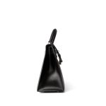Vintage Kelly Sellier 28 Black Box Calfskin Gold Plated Y Circle Stamp - Image 5
