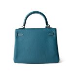 Hermes Kelly 25 Blue Jean Veau Togo Leather Palladium Plated Y Stamp - Image 13