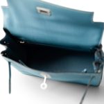 Hermes Kelly 25 Blue Jean Veau Togo Leather Palladium Plated Y Stamp - Image 16