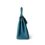 Hermes Kelly 25 Blue Jean Veau Togo Leather Palladium Plated Y Stamp - Image 4