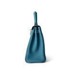 Hermes Kelly 25 Blue Jean Veau Togo Leather Palladium Plated Y Stamp - Image 5