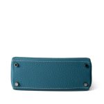 Hermes Kelly 25 Blue Jean Veau Togo Leather Palladium Plated Y Stamp - Image 8