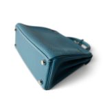 Hermes Kelly 25 Blue Jean Veau Togo Leather Palladium Plated Y Stamp - Image 14