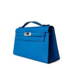 Kelly Pochette Swift Blue Zanzibar Palladium Hardware D stamp - Image 8