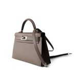Hermes Kelly Mini II Etain (greige) Veau Epsom Leather Palladium plated Y Stamp - Image 11