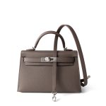 Hermes Kelly Mini II Etain (greige) Veau Epsom Leather Palladium plated Y Stamp - Image 14