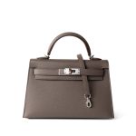 Hermes Kelly Mini II Etain (greige) Veau Epsom Leather Palladium plated Y Stamp