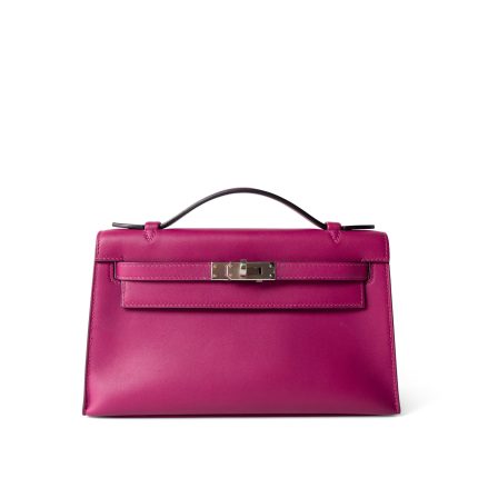 Kelly Pochette Rose Pourpre Swift Palladium Plated Hardware C Stamp