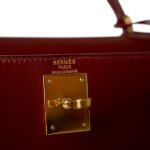 Kelly 28 Rouge Box Calfskin Gold Plated V Stamp - Image 16