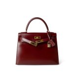 Kelly 28 Rouge Box Calfskin Gold Plated V Stamp - Image 7