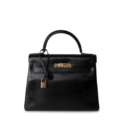 Kelly Retourne Black Box Calfskin Gold Plated Y Stamp